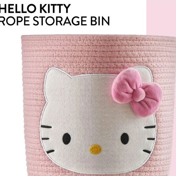 Hello Kitty Bow Rope Decorative Storage Bin- Pink - Picture 9 of 16